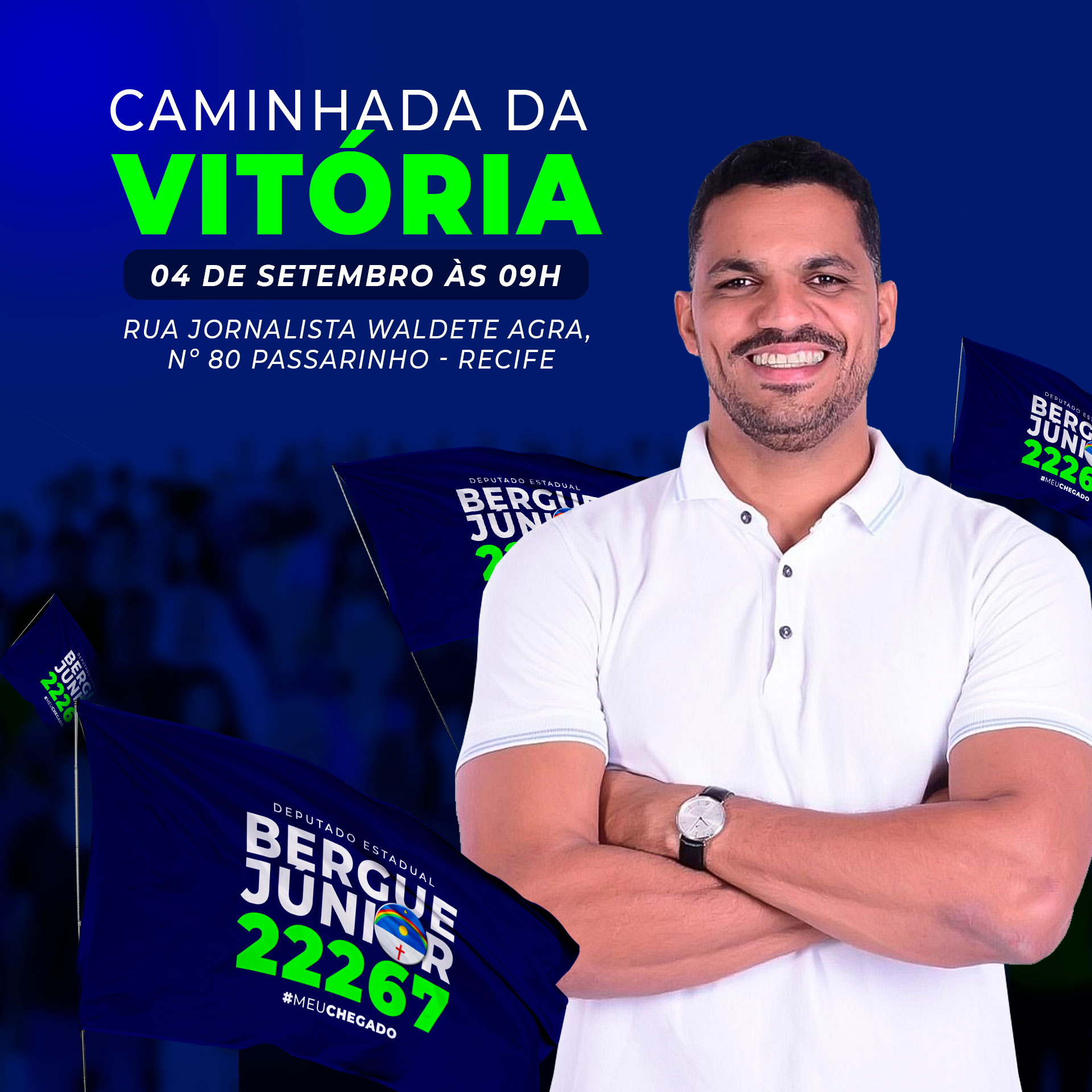 Candidato a deputado estadual Bergue Júnior realiza mega caminhada em Passarinho